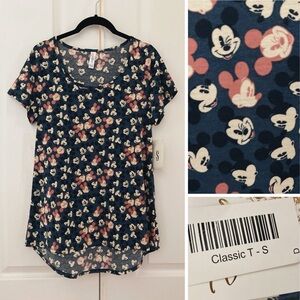 NWT LuLaRoe Classic T S ~ Disney Mickey Mouse top shirt ~ dark teal & pink NEW